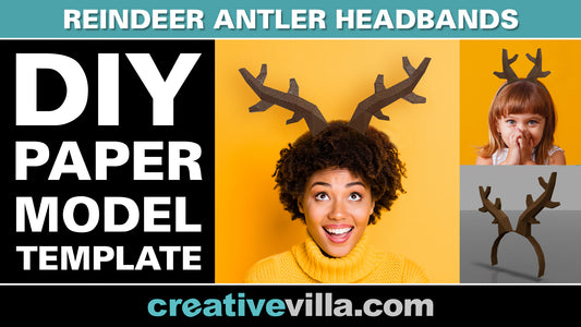 Reindeer Antlers headband DIY Paper Model Template Step by Step assembly video