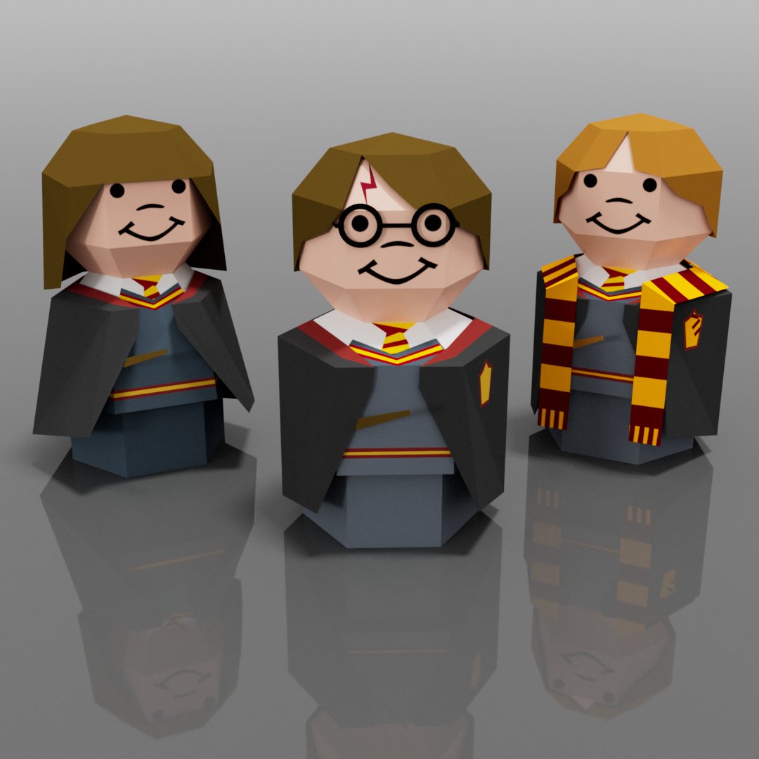 Little Wizard Paper Doll Collection- DIY Low Poly Paper Model Template, Paper Craft
