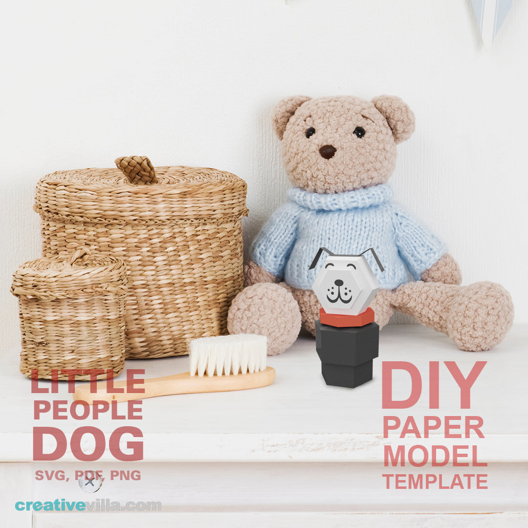 Little People Dog - DIY Low Poly Paper Model Template, Paper Craft