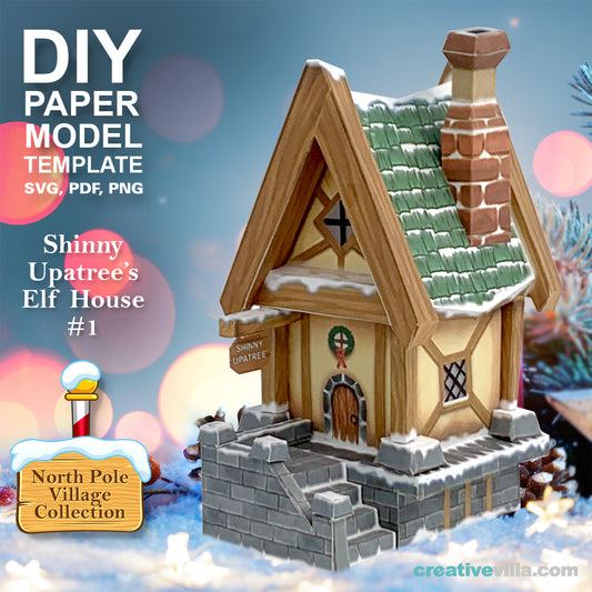 North Pole Village - Shinny Upatree's Elf House #1 - DIY Polygonal Paper Art Model Template, Paper Craft