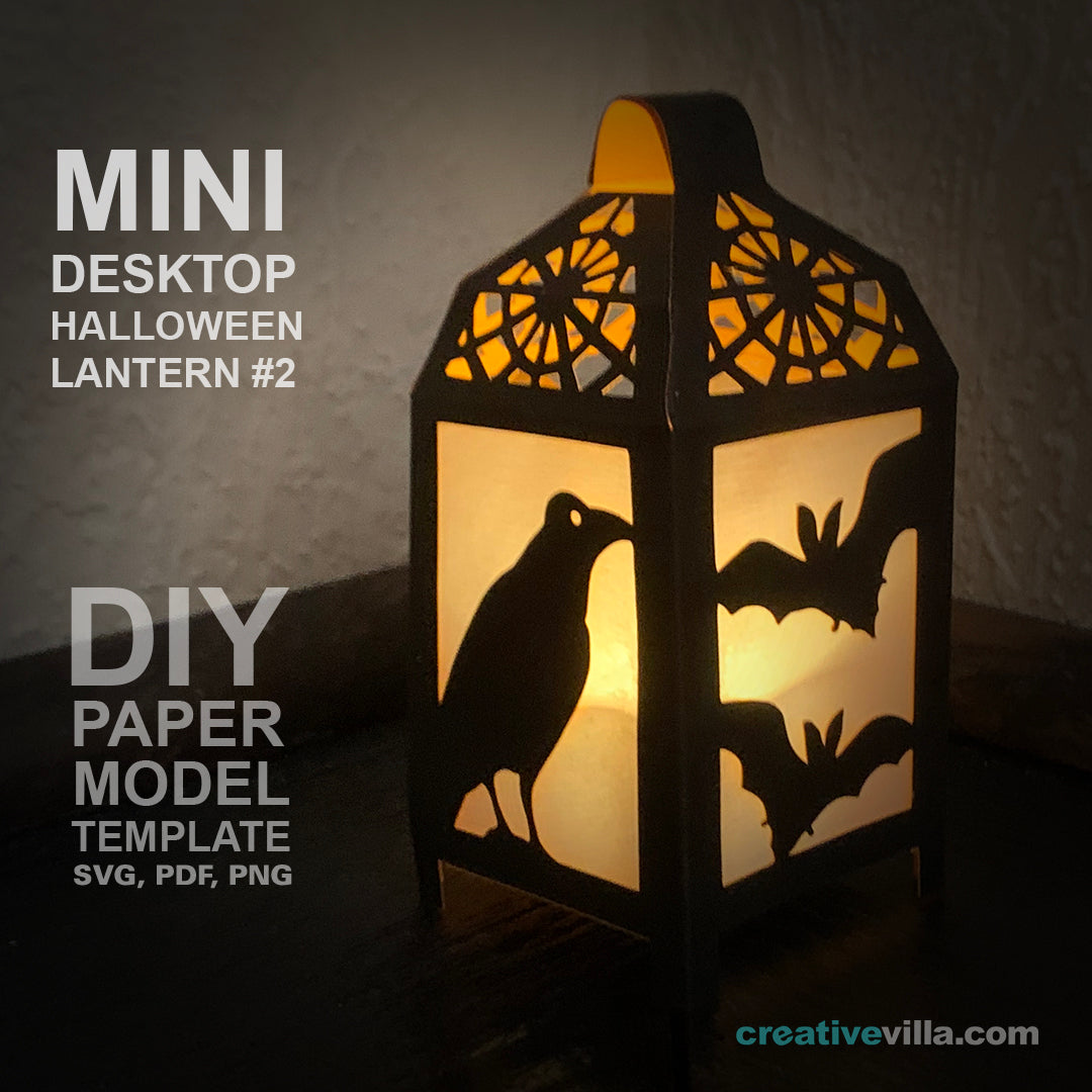 Halloween Mini Desktop Lantern #2 DIY Low Poly Paper Model Template, Paper Craft