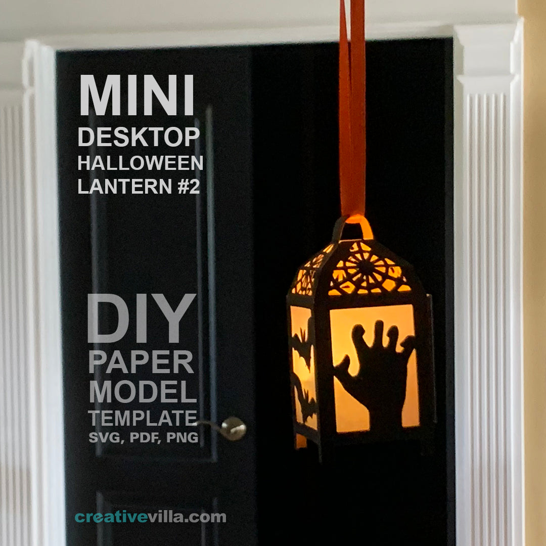 Halloween Mini Desktop Lantern #2 DIY Low Poly Paper Model Template, Paper Craft