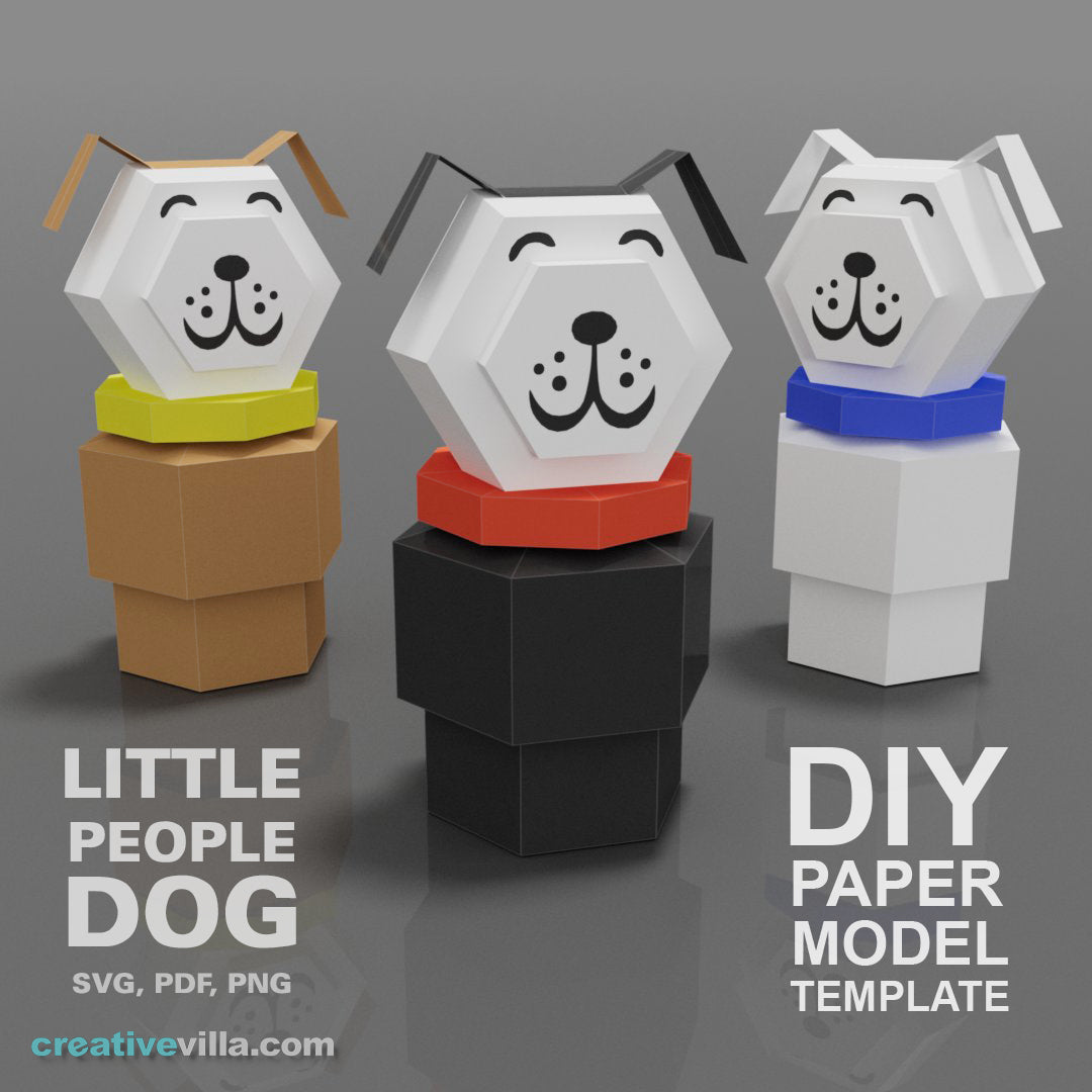 Little People Dog - DIY Low Poly Paper Model Template, Paper Craft