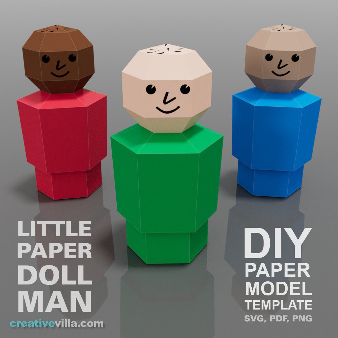 Little Paper Doll Man - DIY Low Poly Paper Model Template, Paper Craft