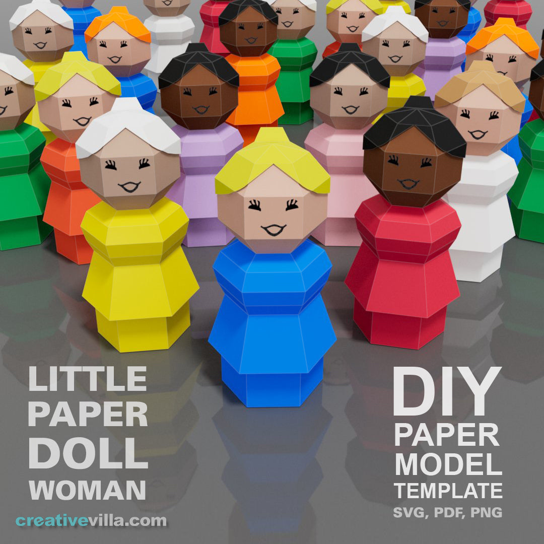 Little Paper Doll Woman - DIY Low Poly Paper Model Template, Paper Craft