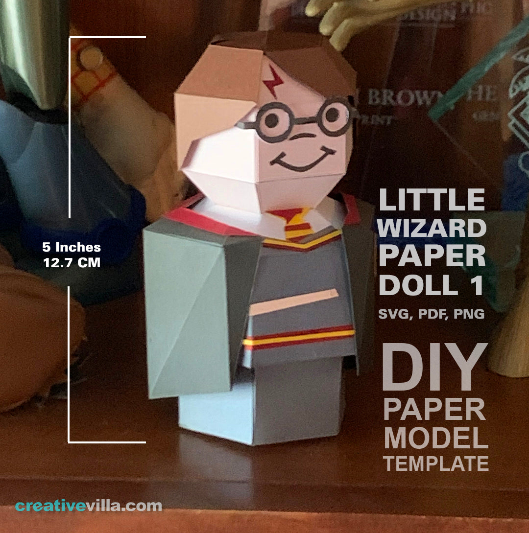 Little Wizard Paper Doll #1- DIY Low Poly Paper Model Template, Paper Craft