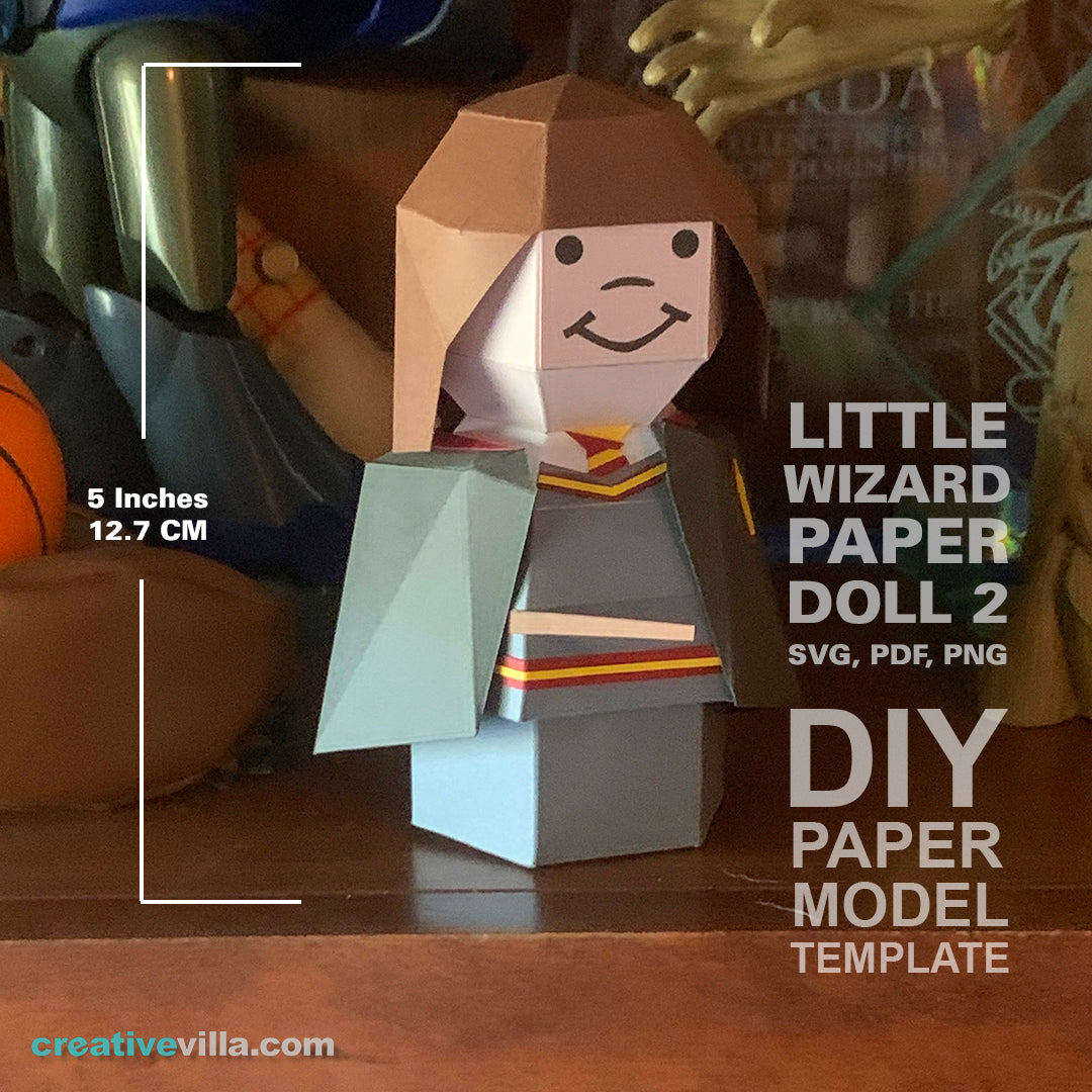 Little Wizard Paper Doll #2- DIY Low Poly Paper Model Template, Paper Craft