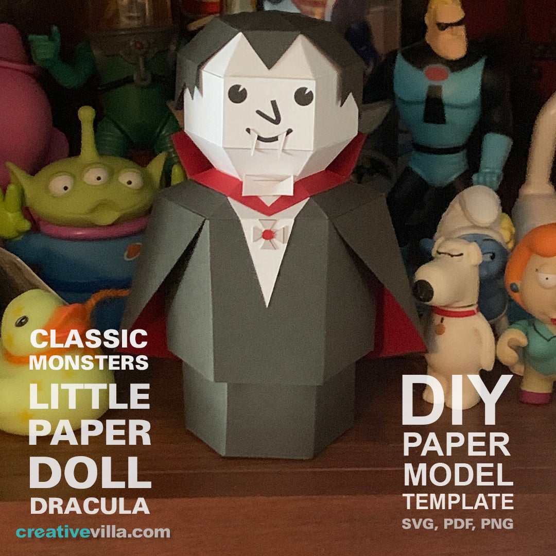 Little Paper Doll Dracula - DIY Low Poly Paper Model Template, Paper Craft
