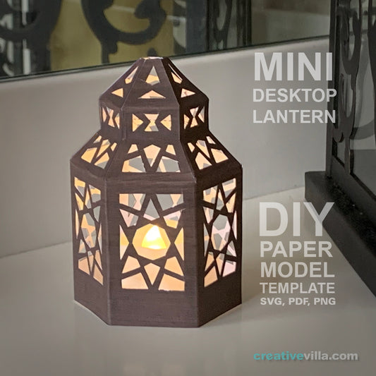 Mini Desktop Lantern #1 DIY Low Poly Paper Model Template, Paper Craft