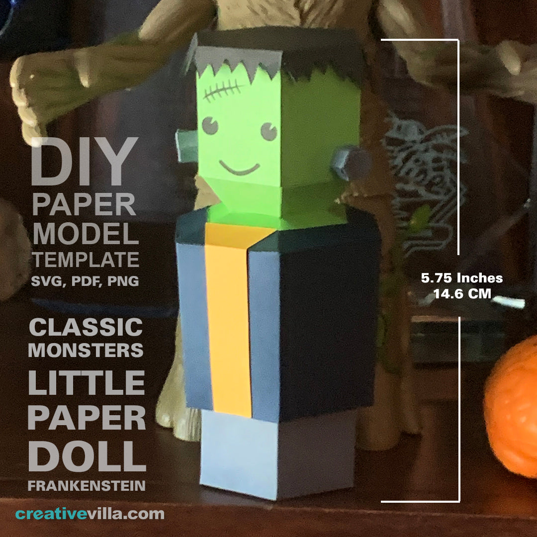 Little Paper Doll Frankenstein - DIY Low Poly Paper Model Template, Paper Craft