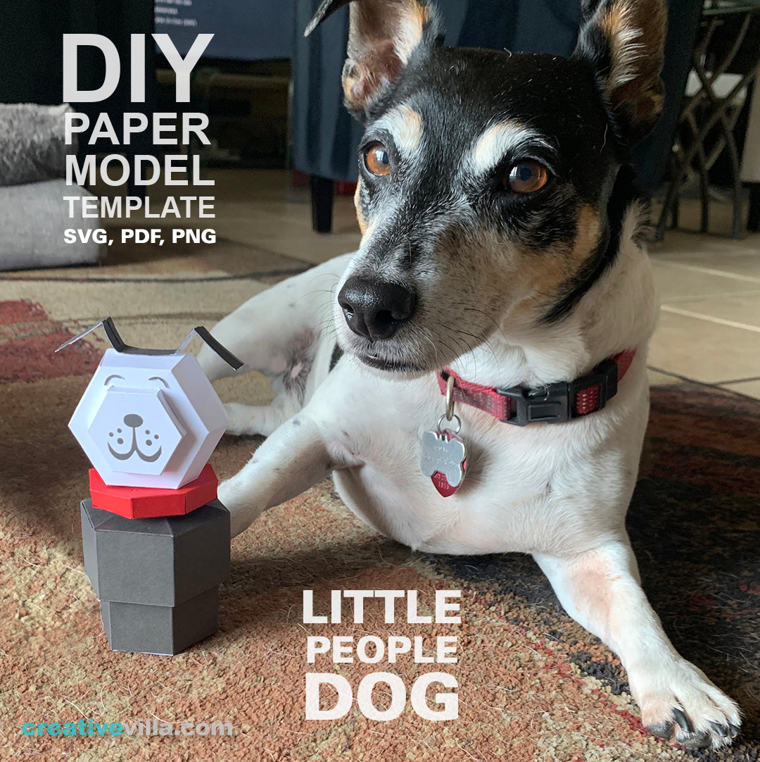 Little People Dog - DIY Low Poly Paper Model Template, Paper Craft