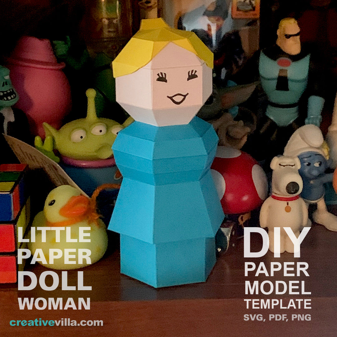 Little Paper Doll Woman - DIY Low Poly Paper Model Template, Paper Craft