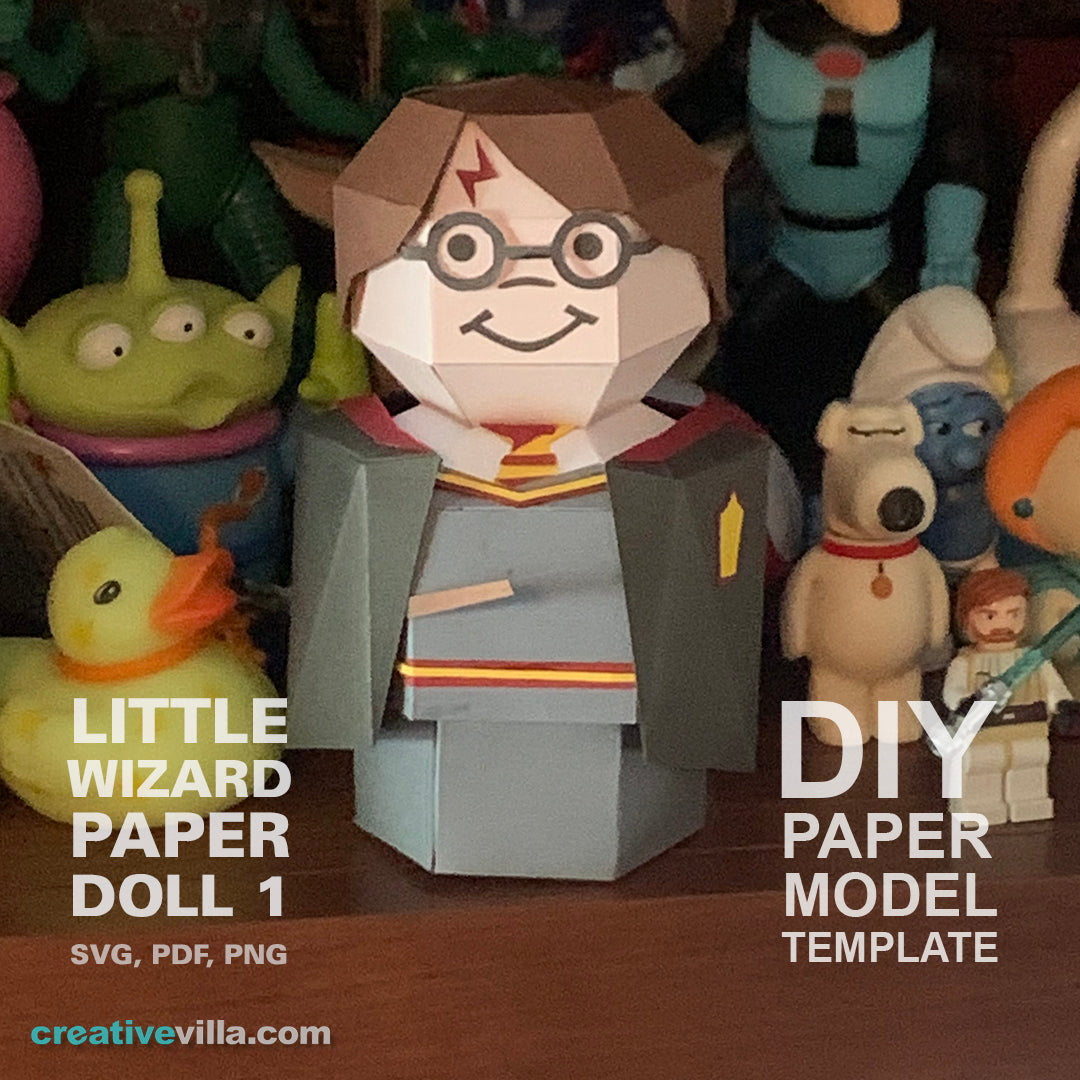 Little Wizard Paper Doll #1- DIY Low Poly Paper Model Template, Paper Craft