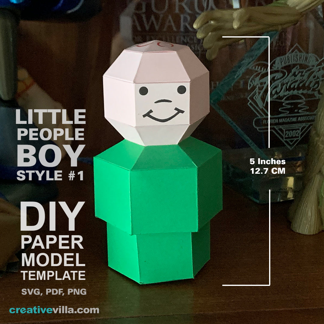 Little People Boy Style #1- DIY Low Poly Paper Model Template, Paper Craft