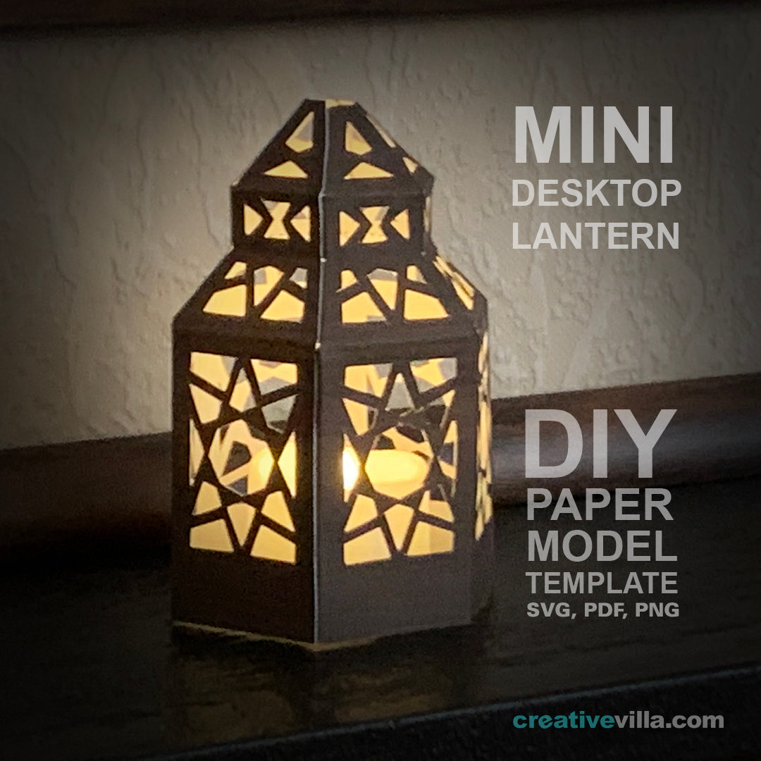 Mini Desktop Lantern #1 DIY Low Poly Paper Model Template, Paper Craft