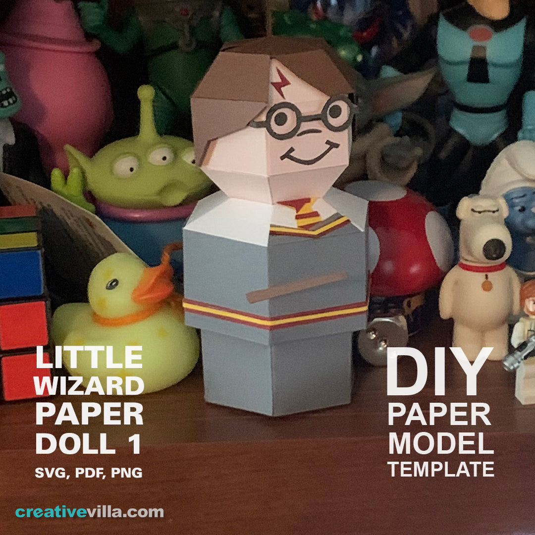 Little Wizard Paper Doll #1- DIY Low Poly Paper Model Template, Paper Craft