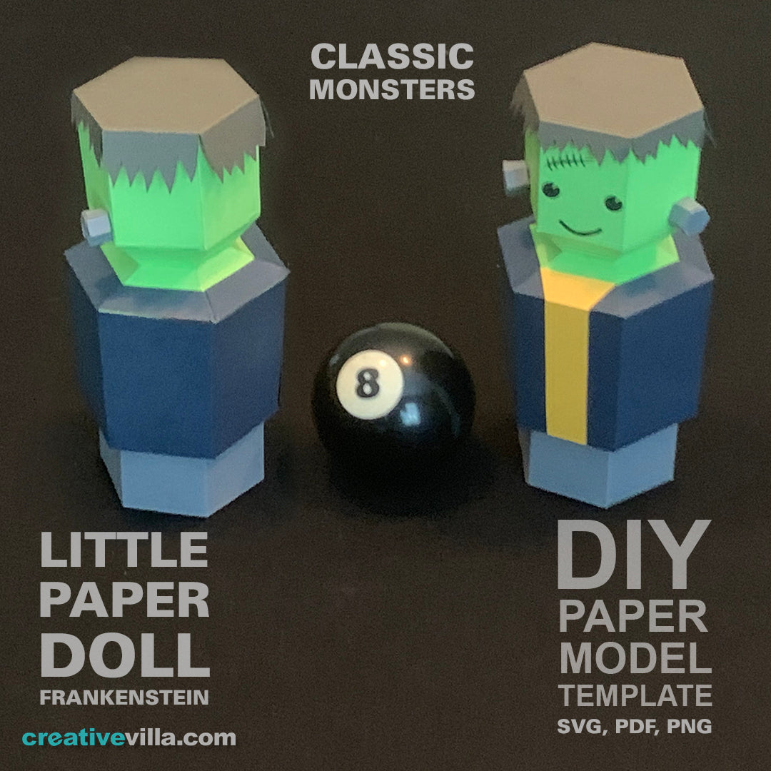 Little Paper Doll Frankenstein - DIY Low Poly Paper Model Template, Paper Craft