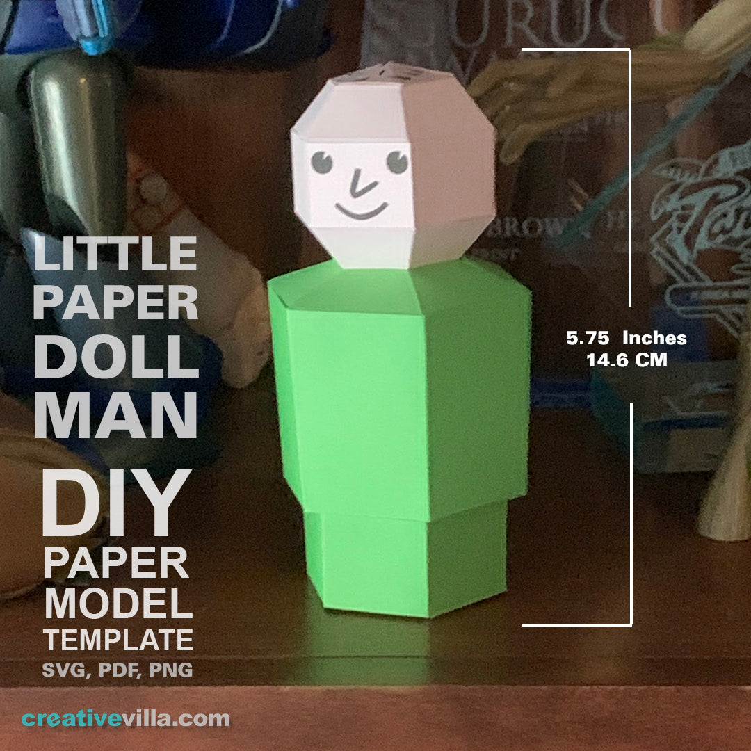 Little Paper Doll Man - DIY Low Poly Paper Model Template, Paper Craft