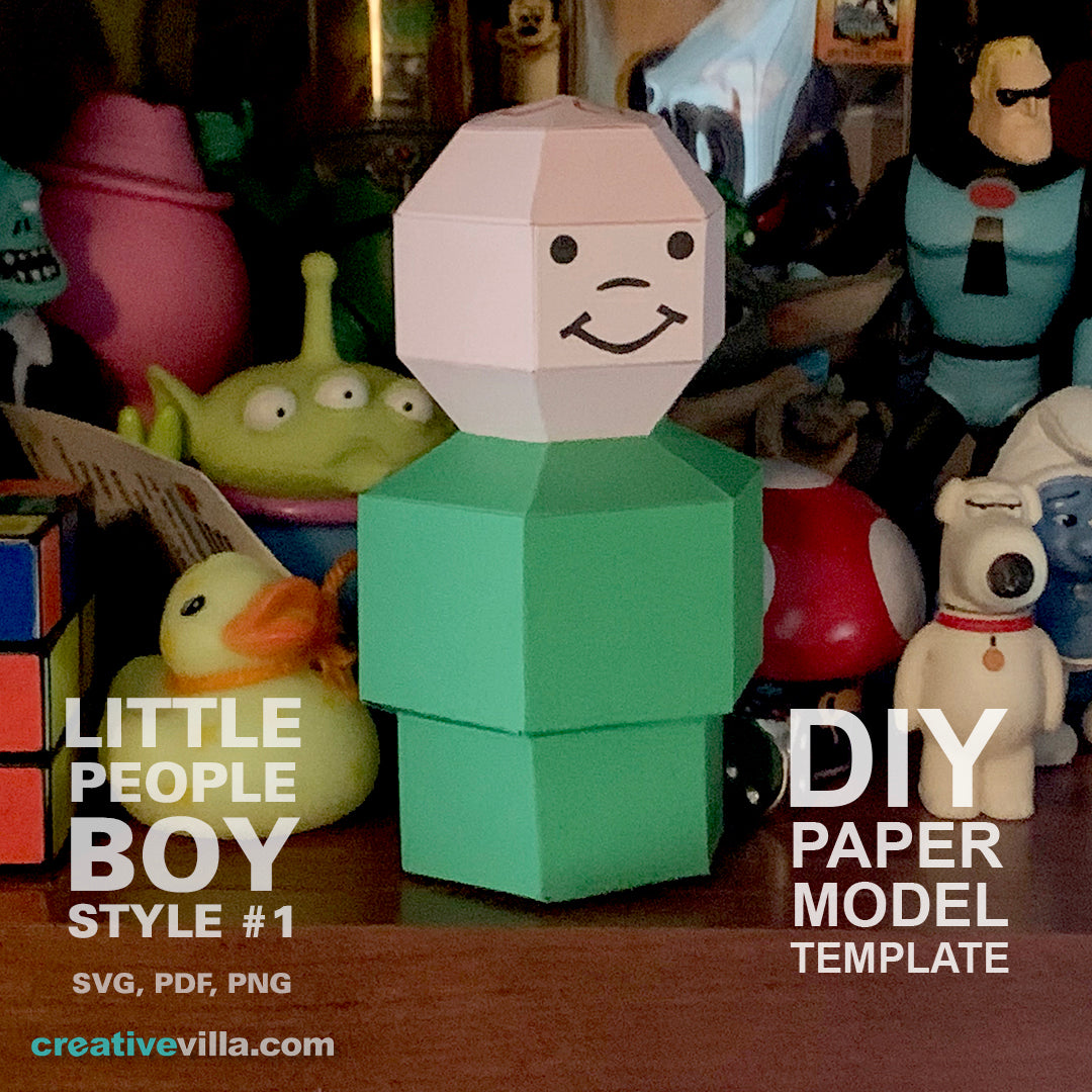 Little People Boy Style #1- DIY Low Poly Paper Model Template, Paper Craft