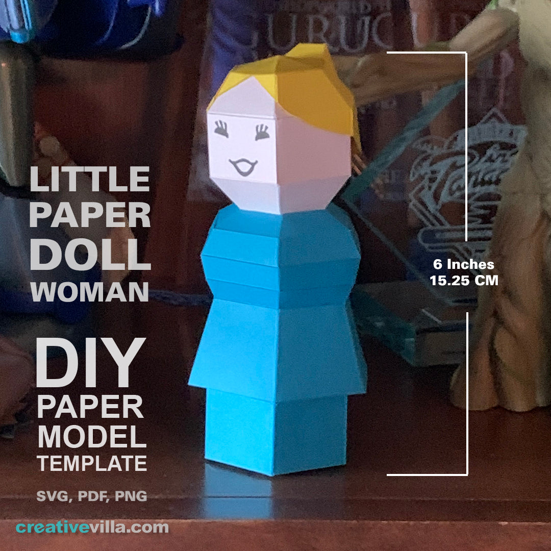 Little Paper Doll Woman - DIY Low Poly Paper Model Template, Paper Craft