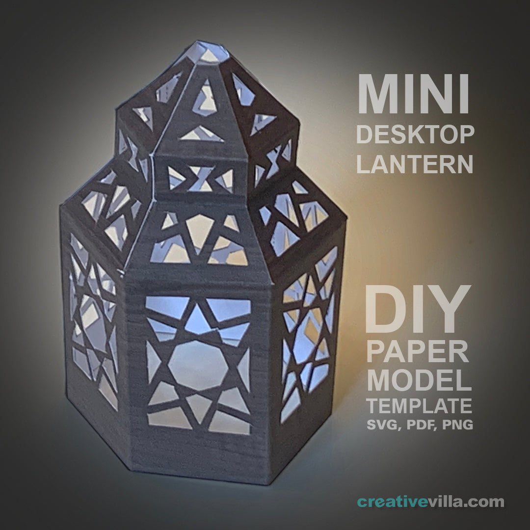 Mini Desktop Lantern #1 DIY Low Poly Paper Model Template, Paper Craft