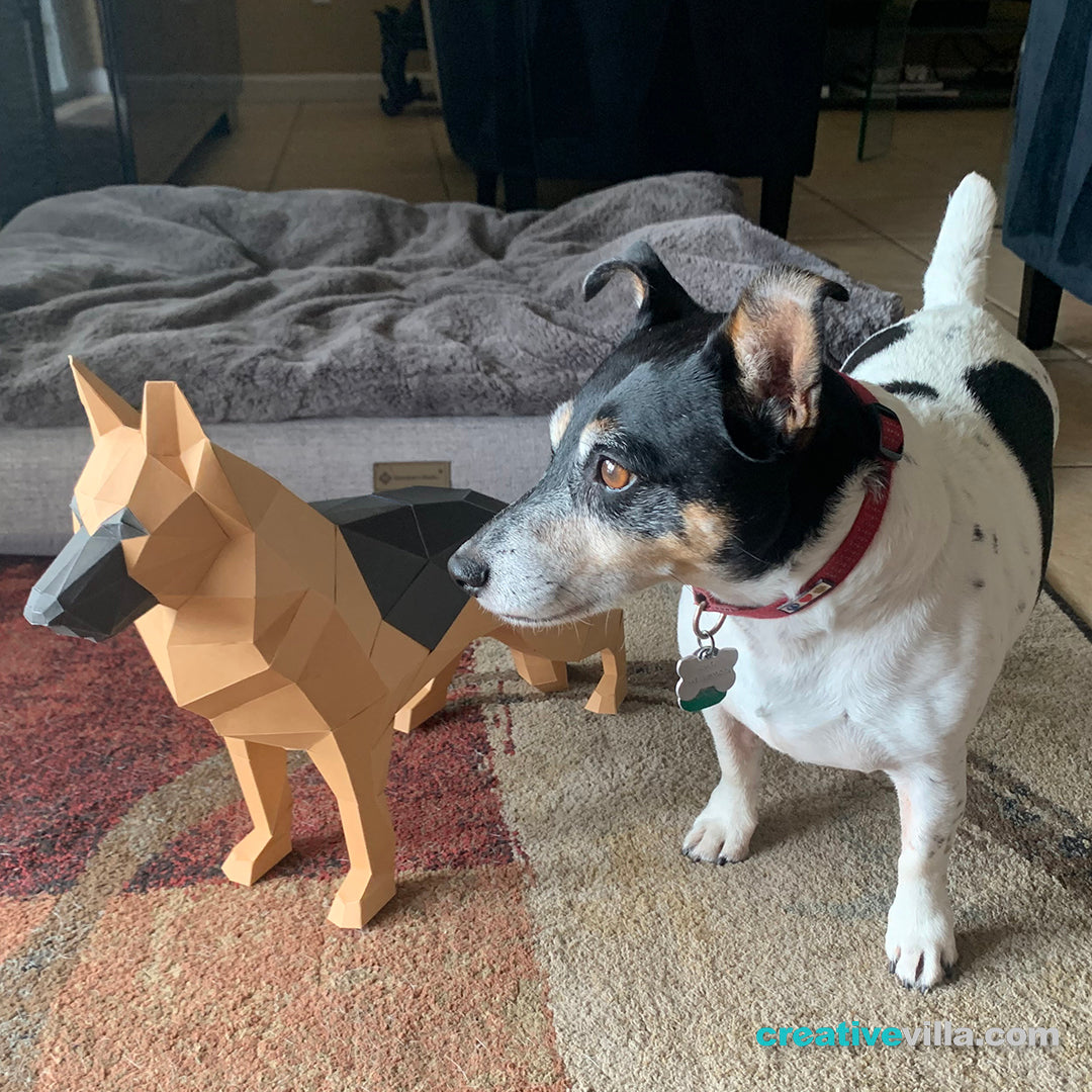 German Shepherd Dog - DIY Low Poly Paper Model Template, Paper Craft