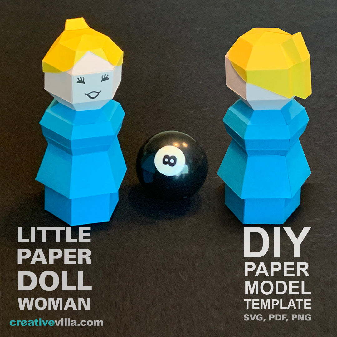 Little Paper Doll Woman - DIY Low Poly Paper Model Template, Paper Craft