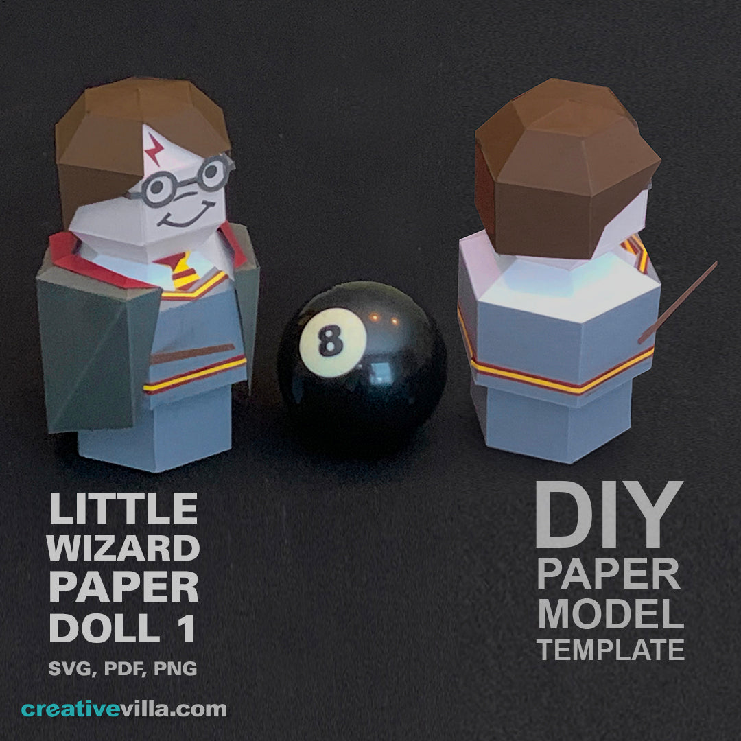Little Wizard Paper Doll #1- DIY Low Poly Paper Model Template, Paper Craft