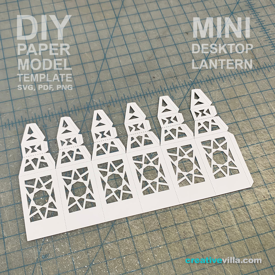 Mini Desktop Lantern #1 DIY Low Poly Paper Model Template, Paper Craft