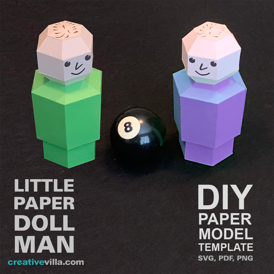 Little Paper Doll Man - DIY Low Poly Paper Model Template, Paper Craft