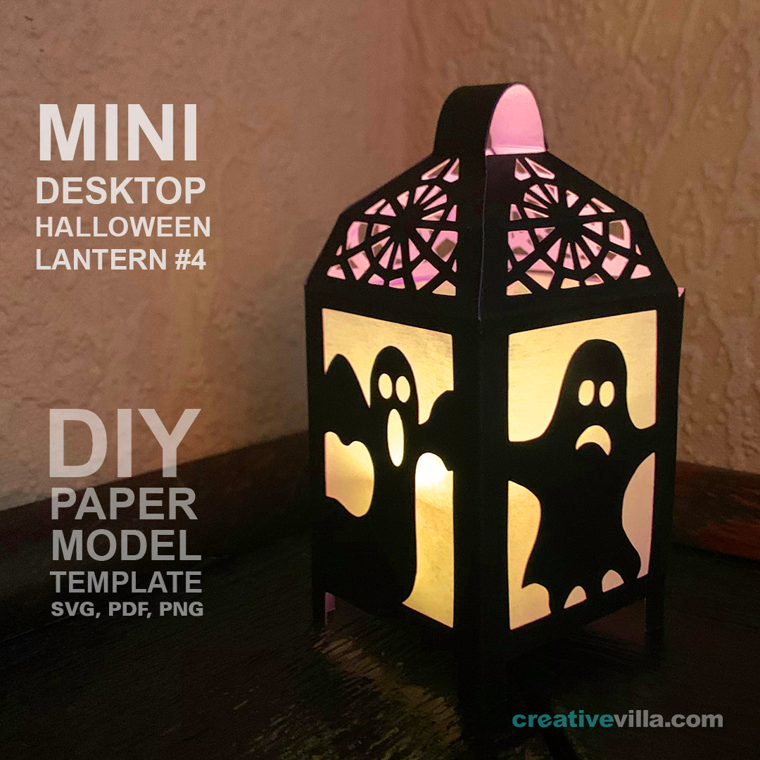 Halloween Mini Desktop Lantern #4 DIY Low Poly Paper Model Template, Paper Craft