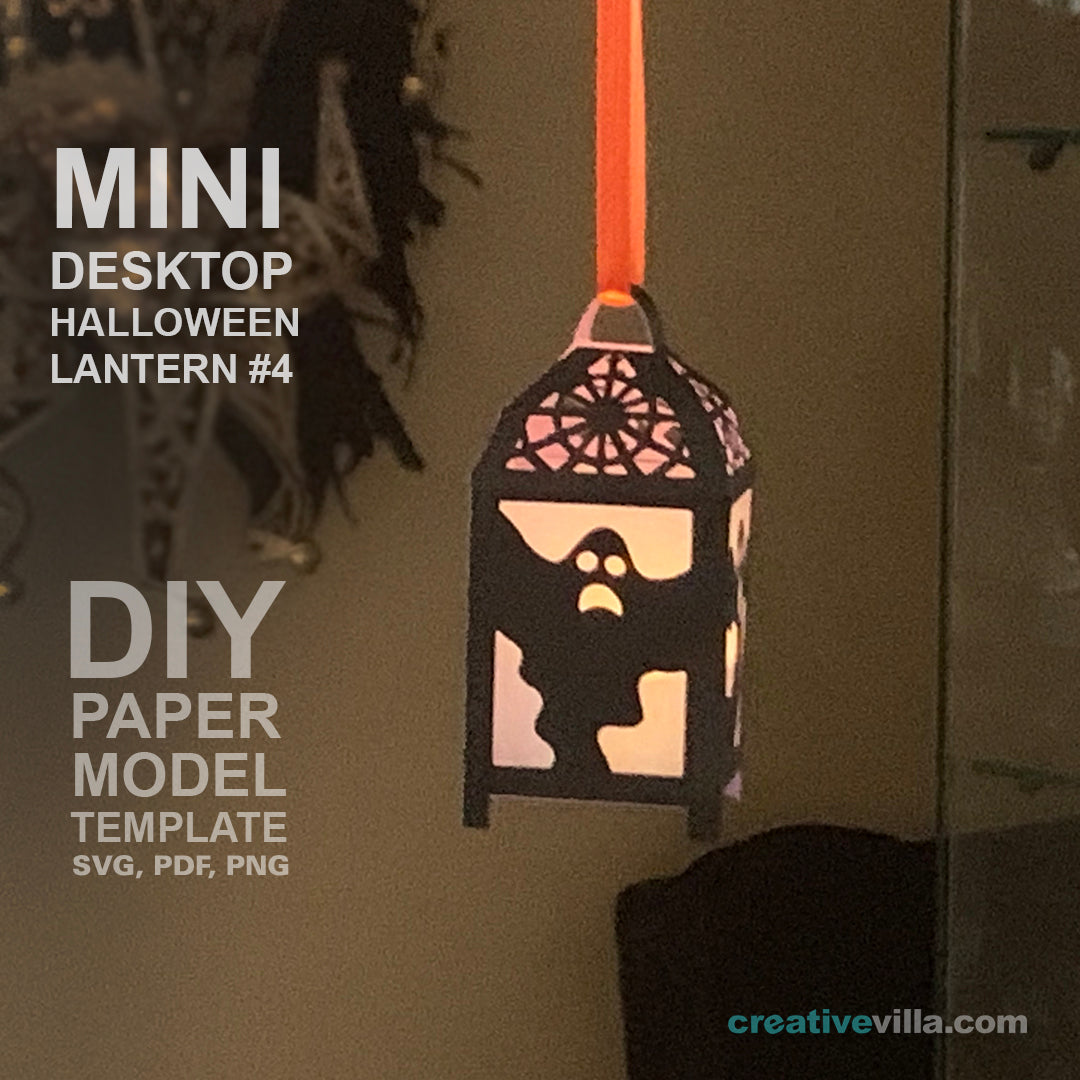 Halloween Mini Desktop Lantern #4 DIY Low Poly Paper Model Template, Paper Craft