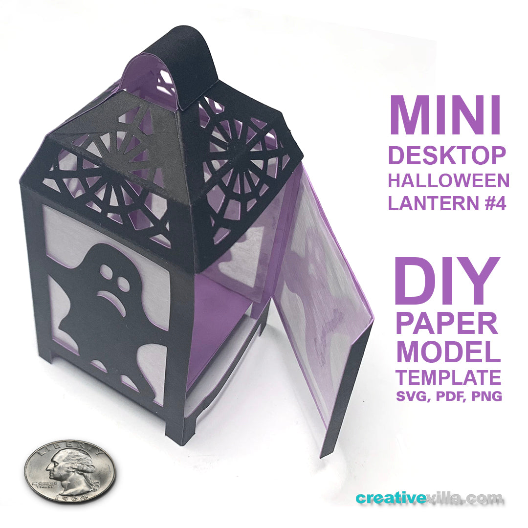 Halloween Mini Desktop Lantern #4 DIY Low Poly Paper Model Template, Paper Craft