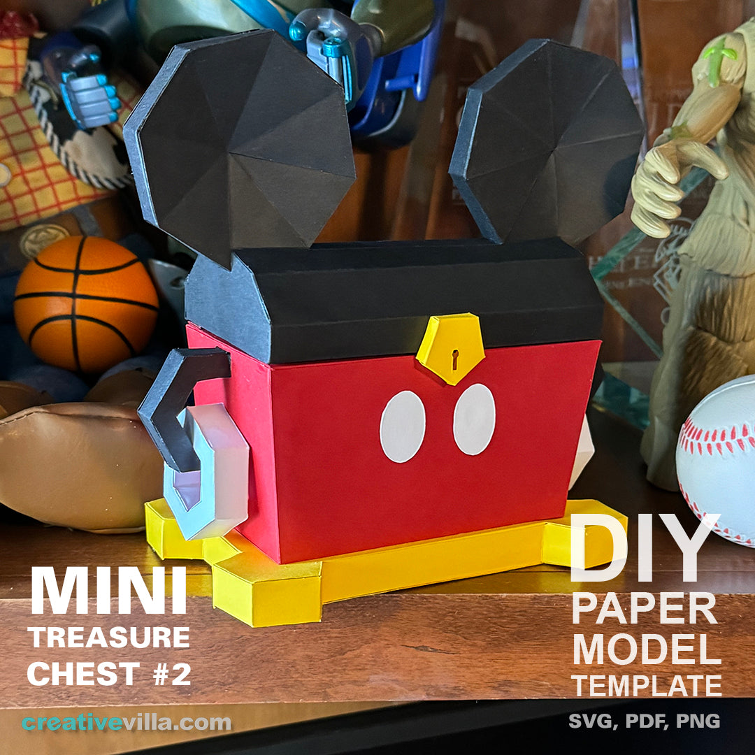 Mini Treasure Chest #2 - DIY Polygonal Paper Art Model Template, Paper Craft