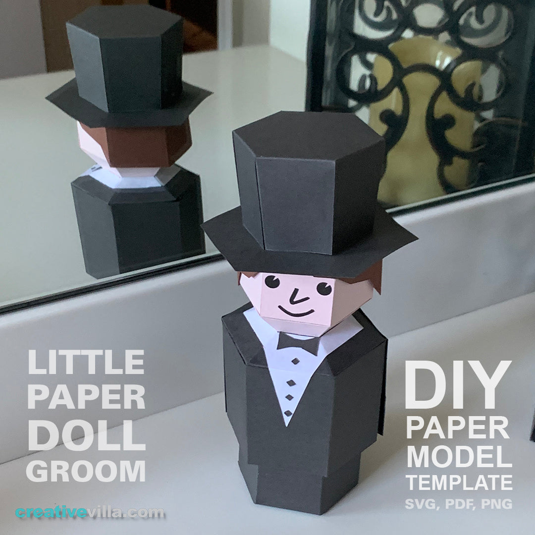 Little Paper Doll Groom - DIY Low Poly Paper Model Template, Paper Craft