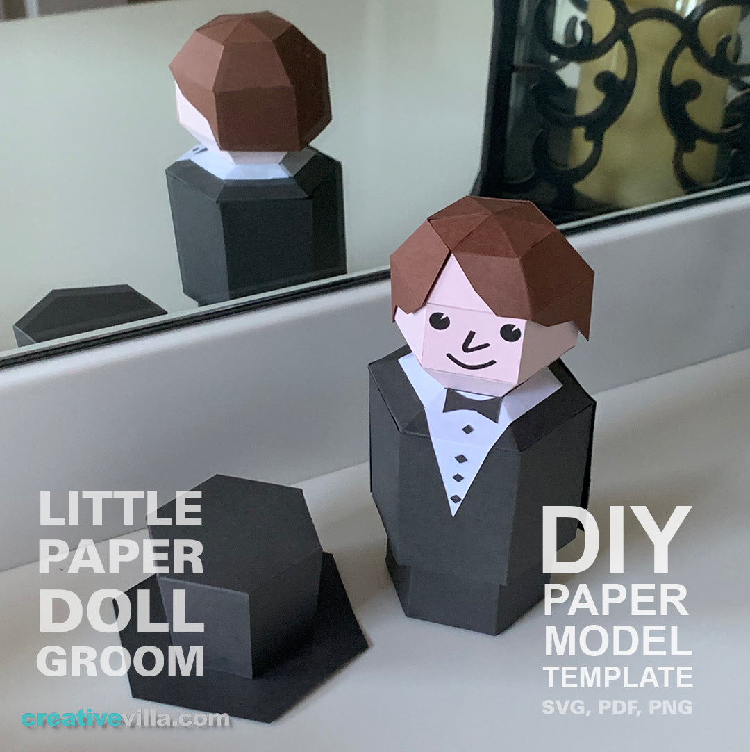 Little Paper Doll Groom - DIY Low Poly Paper Model Template, Paper Craft