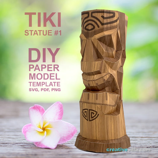 Tiki Statue #1 - DIY Polygonal Paper Art Model Template, Paper Craft