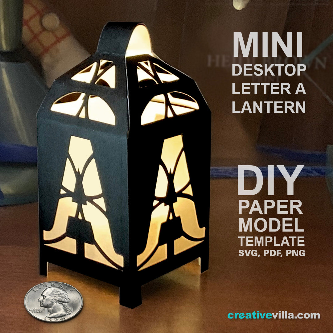 26 Mini Desktop Letter Lanterns BUNDLE DIY Low Poly Paper Model Template, Cricut Paper Craft