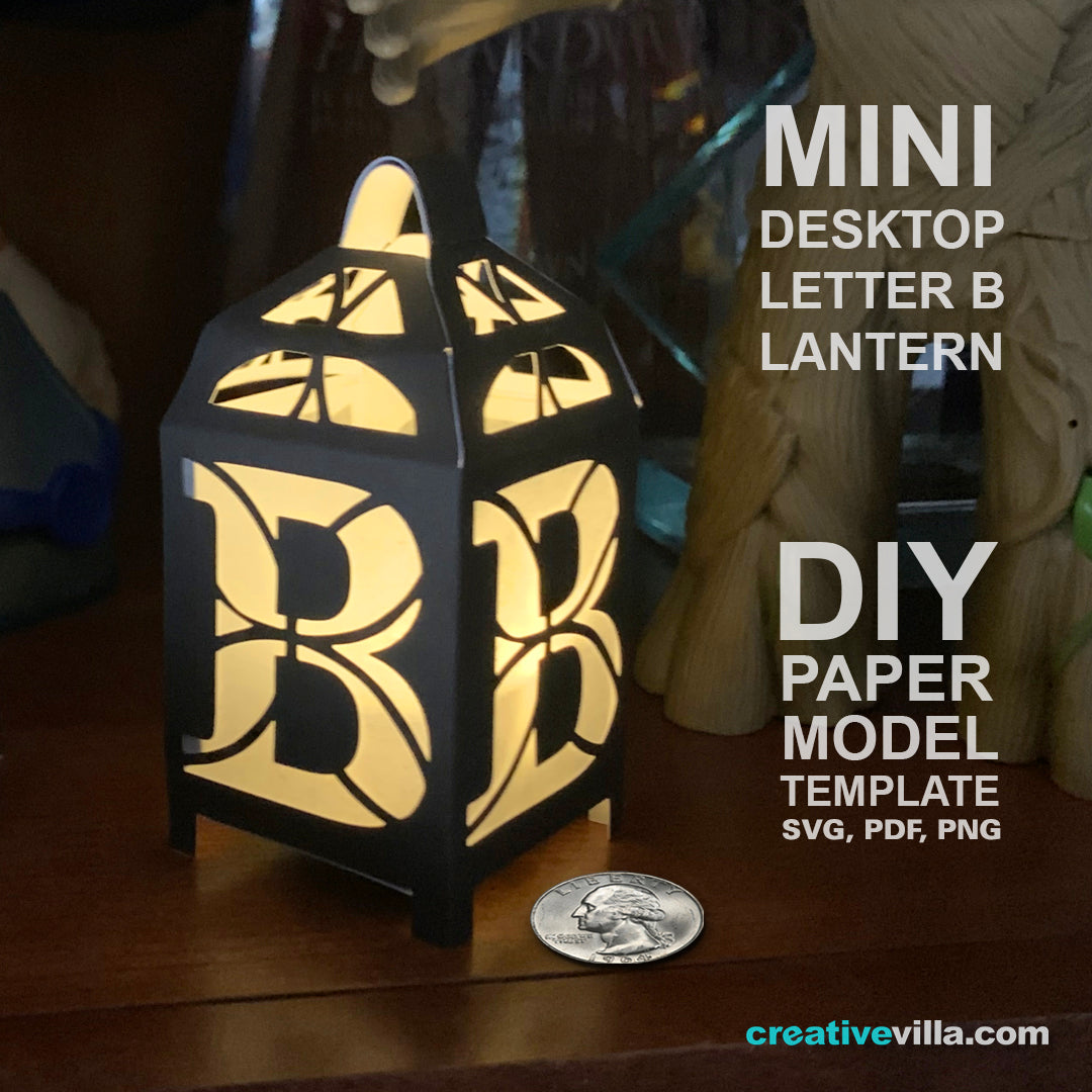26 Mini Desktop Letter Lanterns BUNDLE DIY Low Poly Paper Model Template, Cricut Paper Craft