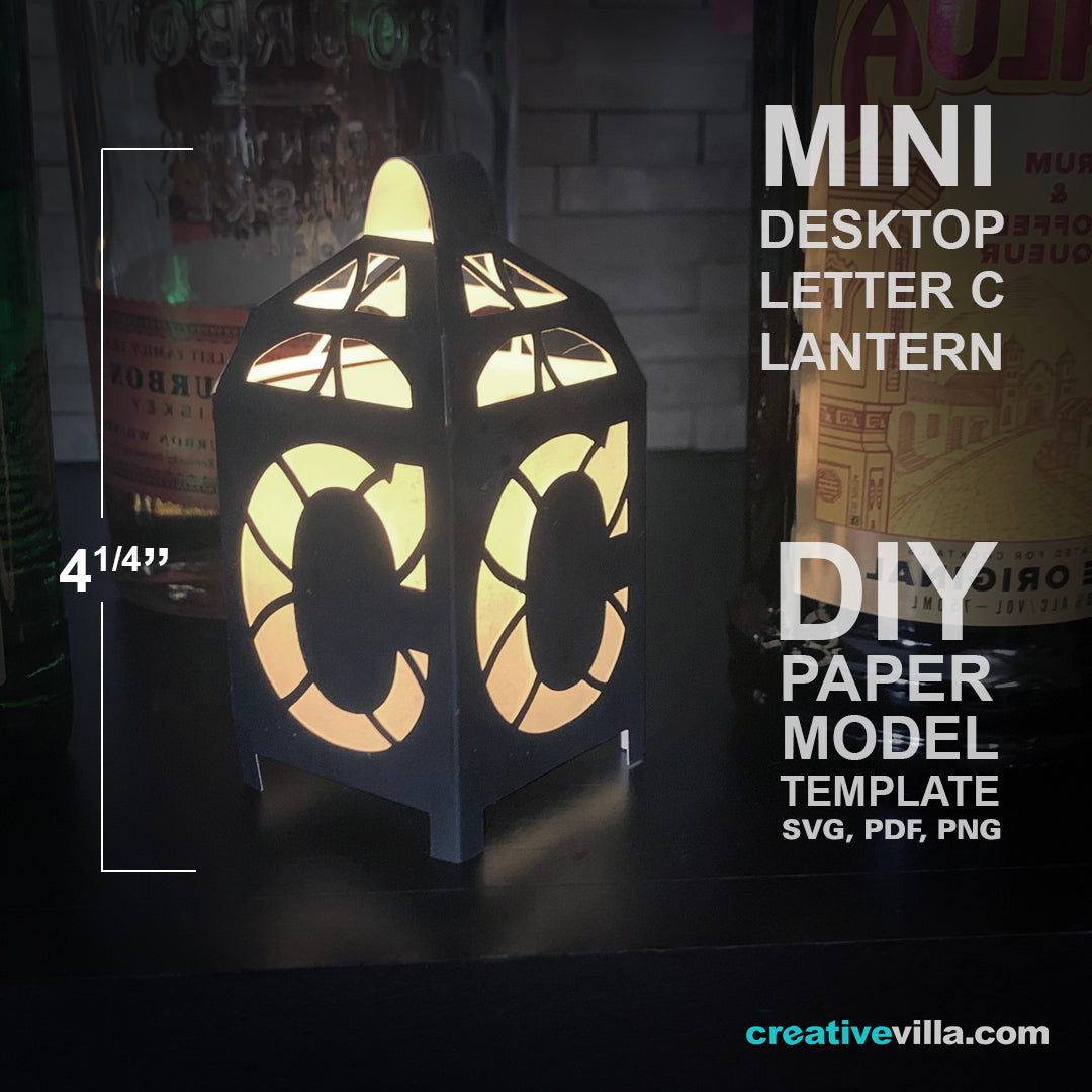 26 Mini Desktop Letter Lanterns BUNDLE DIY Low Poly Paper Model Template, Cricut Paper Craft