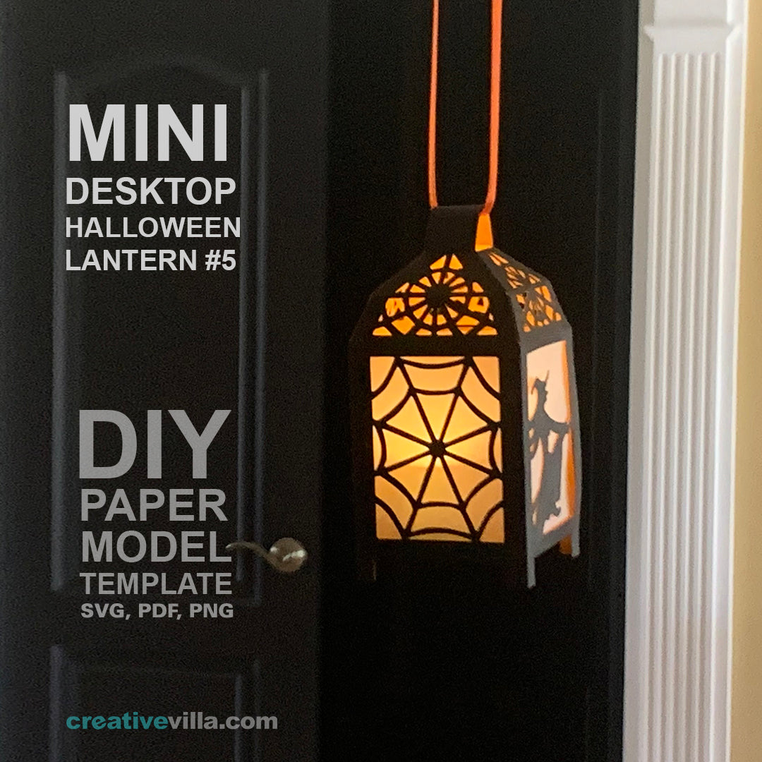 Halloween Mini Desktop Lantern #4 DIY Low Poly Paper Model Template, Paper Craft