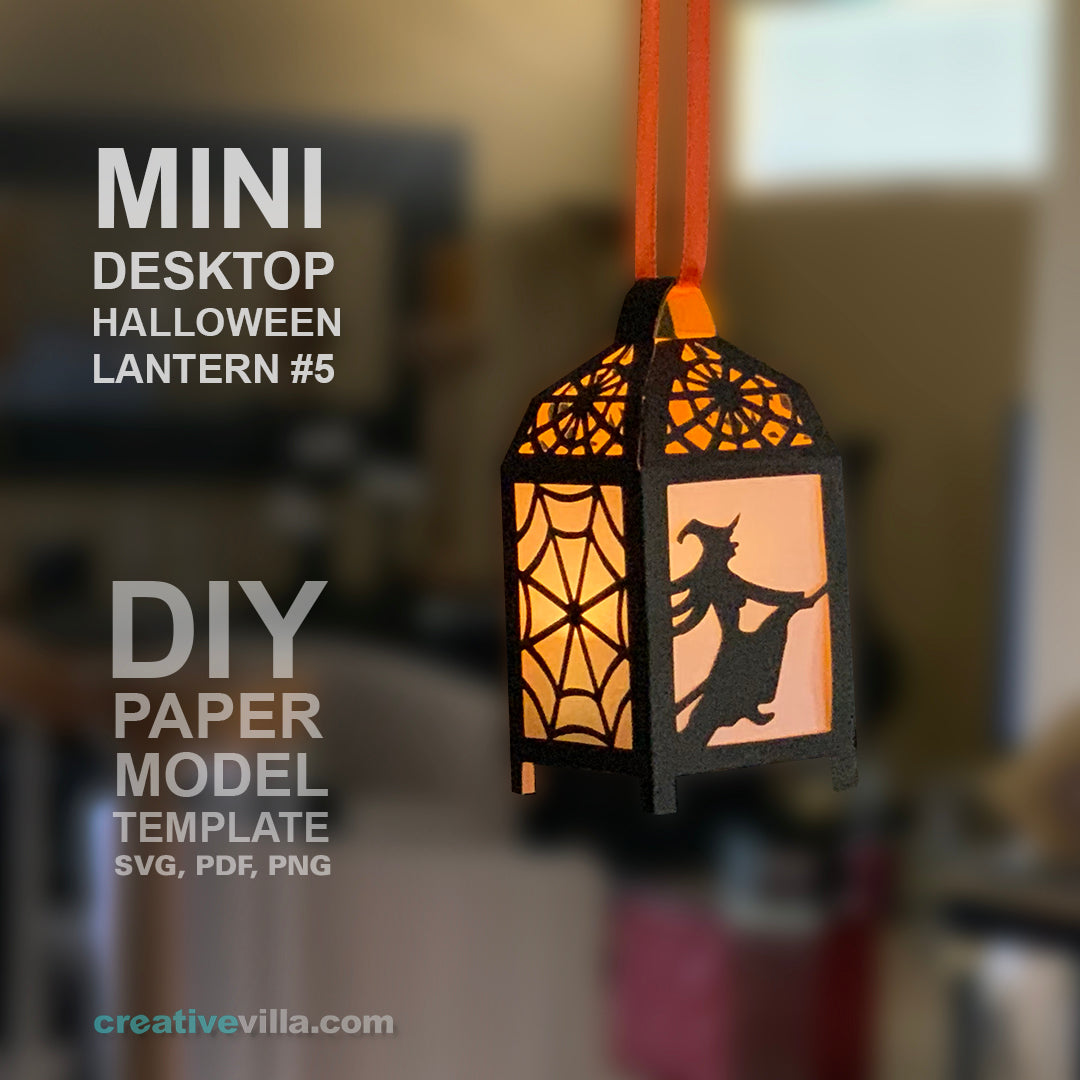 Halloween Mini Desktop Lantern #4 DIY Low Poly Paper Model Template, Paper Craft