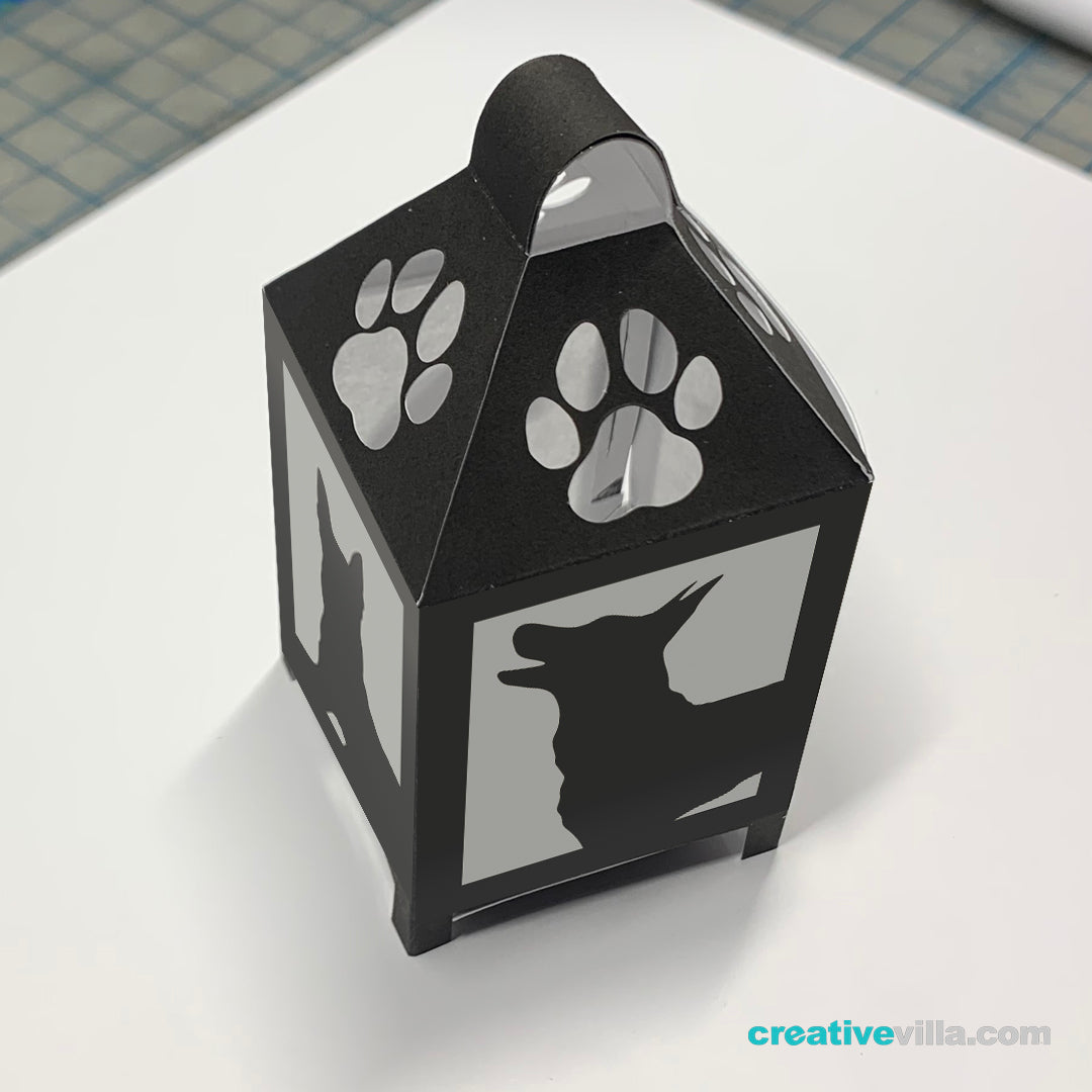 Belgium Malinois Mini Desktop Lantern DIY Low Poly Paper Model Template, Cricut Paper Craft