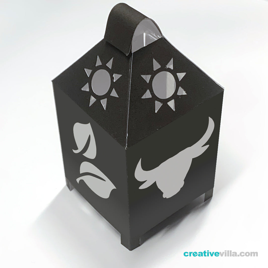 Taurus Zodiac Mini Desktop Lantern DIY Low Poly Paper Model Template, Cricut Paper Craft