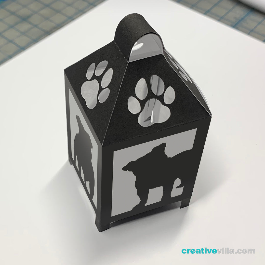English Bulldog Mini Desktop Lantern DIY Low Poly Paper Model Template, Cricut Paper Craft