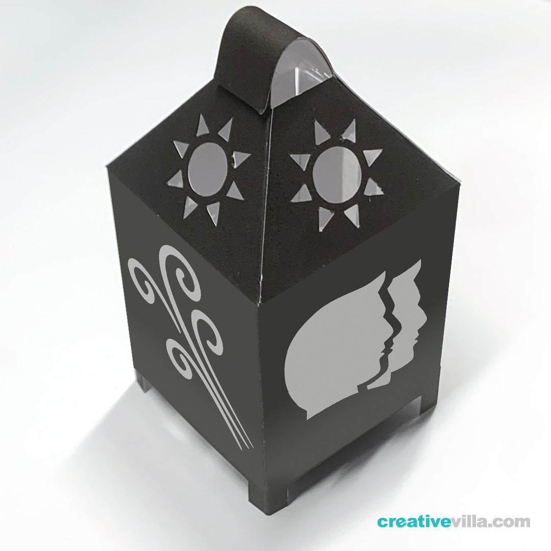 Gemini Zodiac Mini Desktop Lantern DIY Low Poly Paper Model Template, Cricut Paper Craft