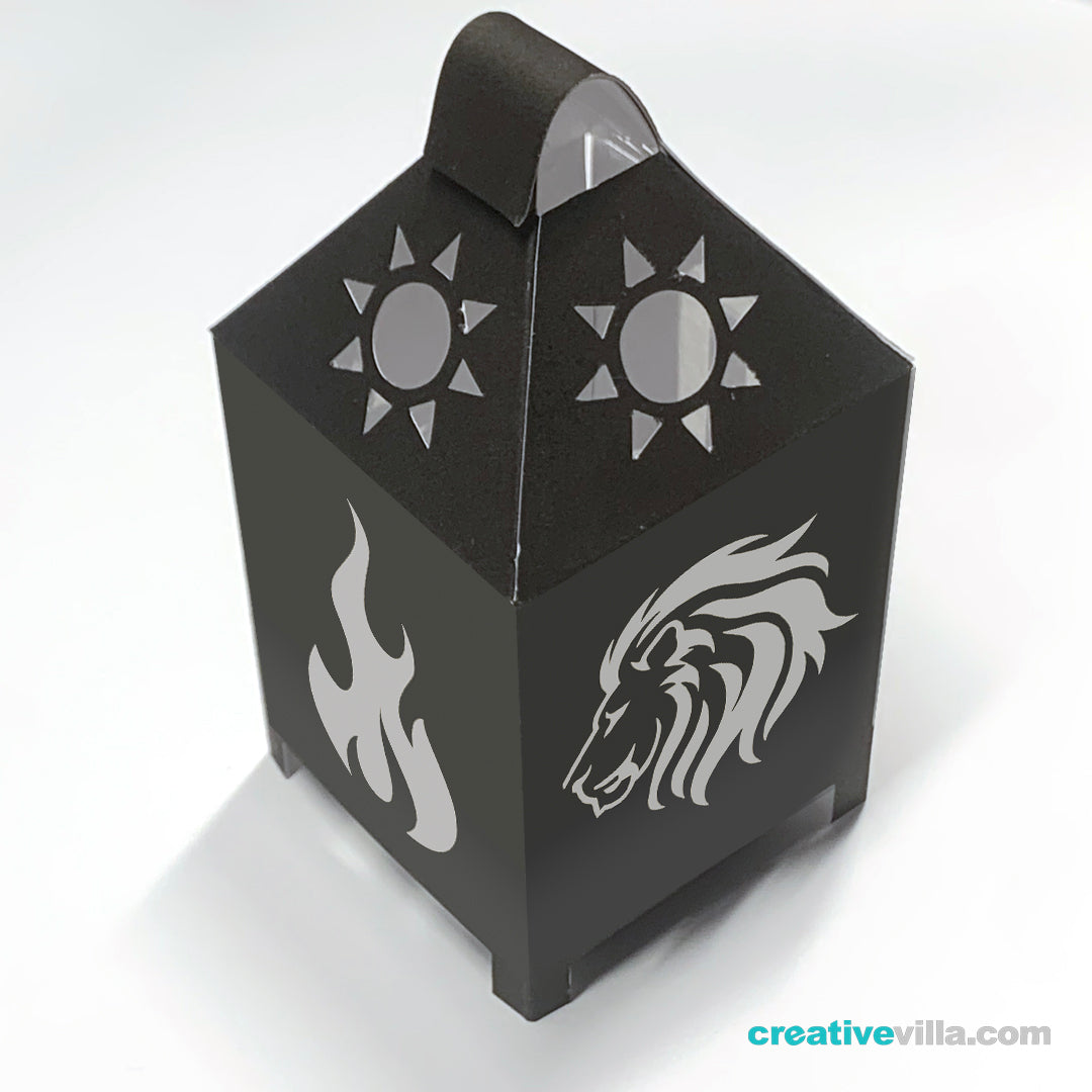 Leo Zodiac Mini Desktop Lantern DIY Low Poly Paper Model Template, Cricut Paper Craft