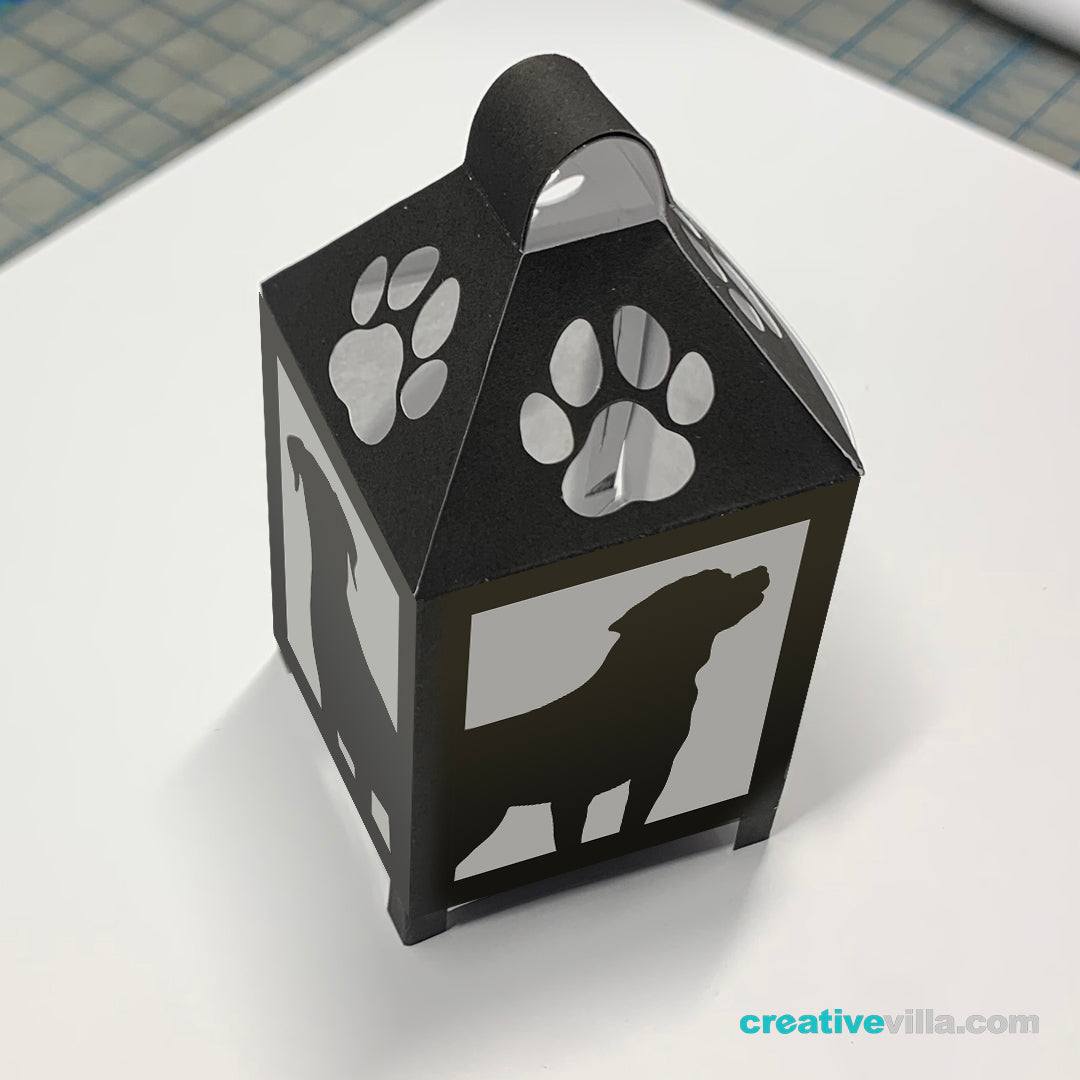 Rottweiler Dog Mini Desktop Lantern DIY Low Poly Paper Model Template, Cricut Paper Craft