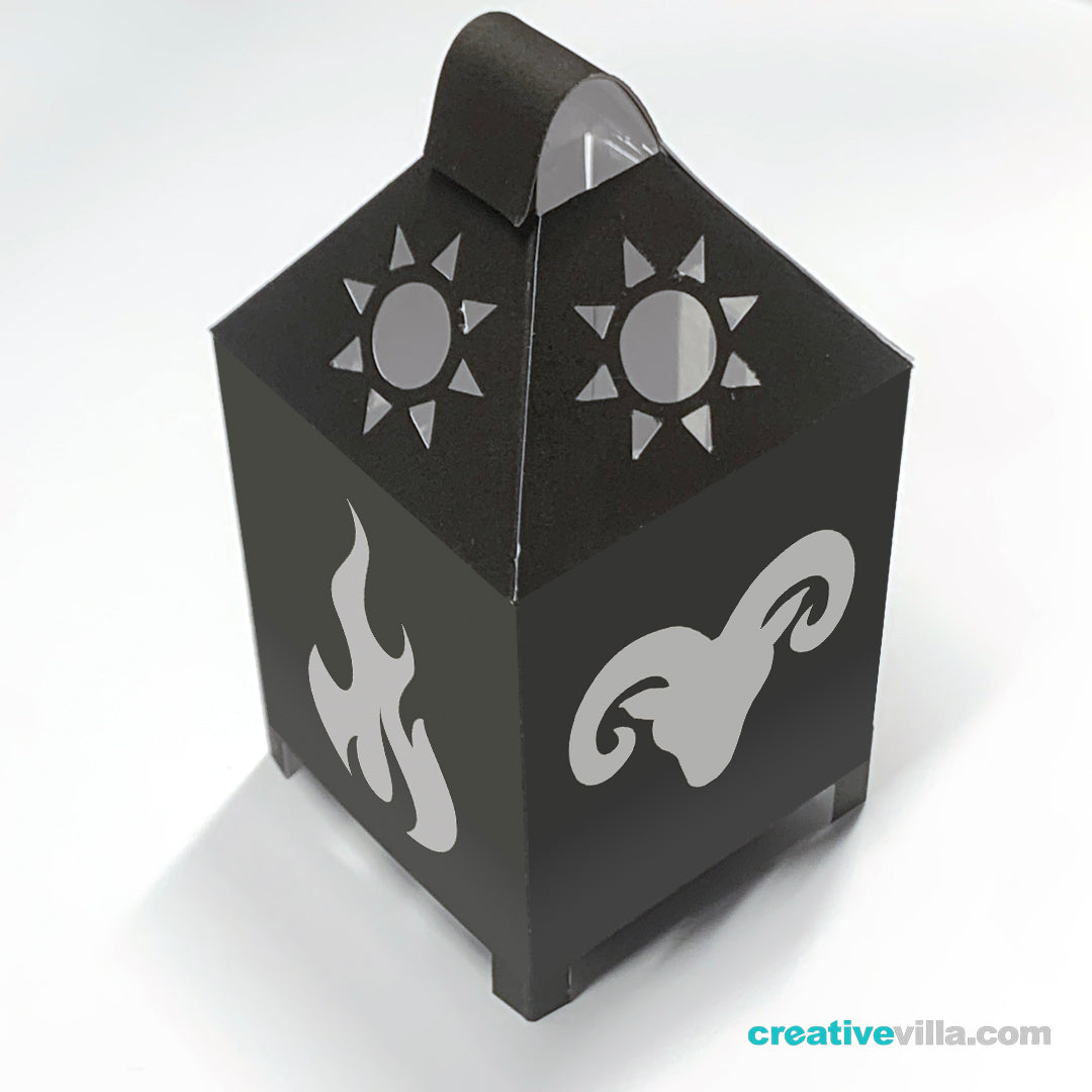 Aries Zodiac Mini Desktop Lantern DIY Low Poly Paper Model Template, Cricut Paper Craft