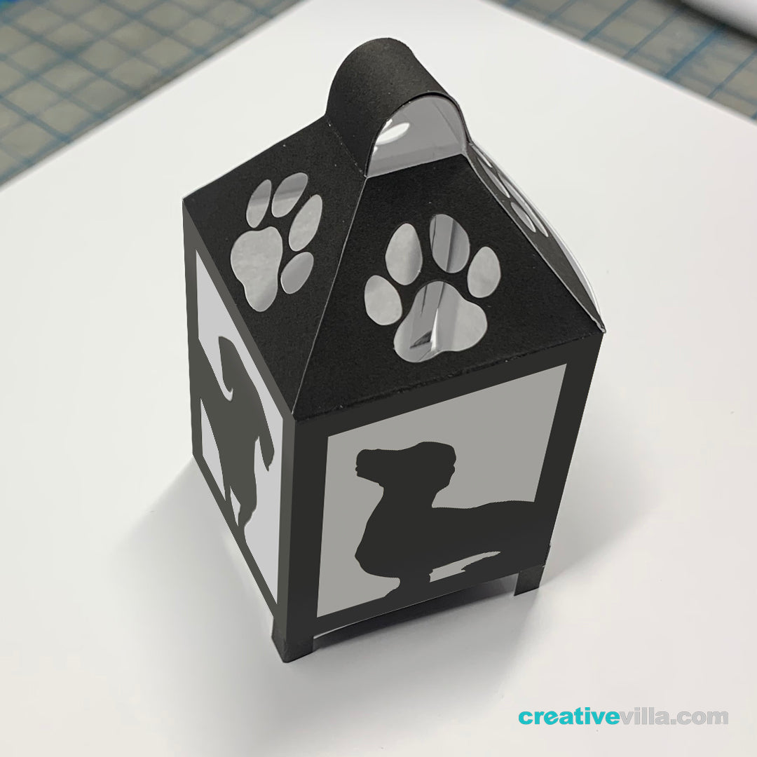 Dachshund Dog Mini Desktop Lantern DIY Low Poly Paper Model Template, Cricut Paper Craft